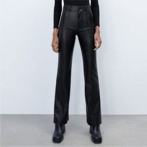 Zara High Waist Faux Leather Flared Pants